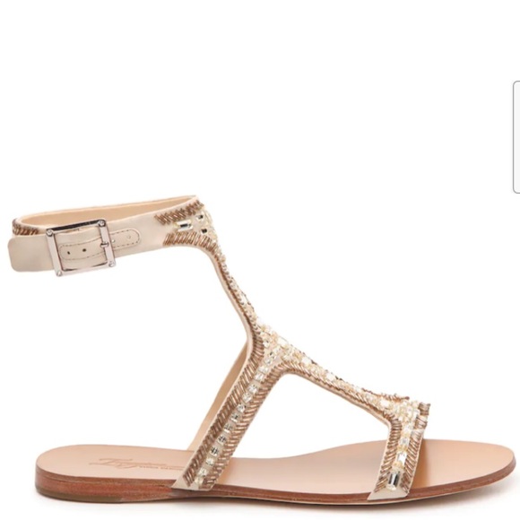 Imagine Vince Camuto Gold and Brown Embellished Sandal - Picture 4 of 6